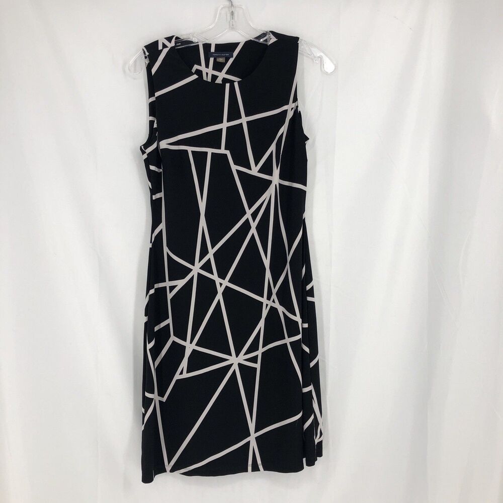 Tommy Hilfiger Black Abstract Sleeveless Sheath Dress Size 4